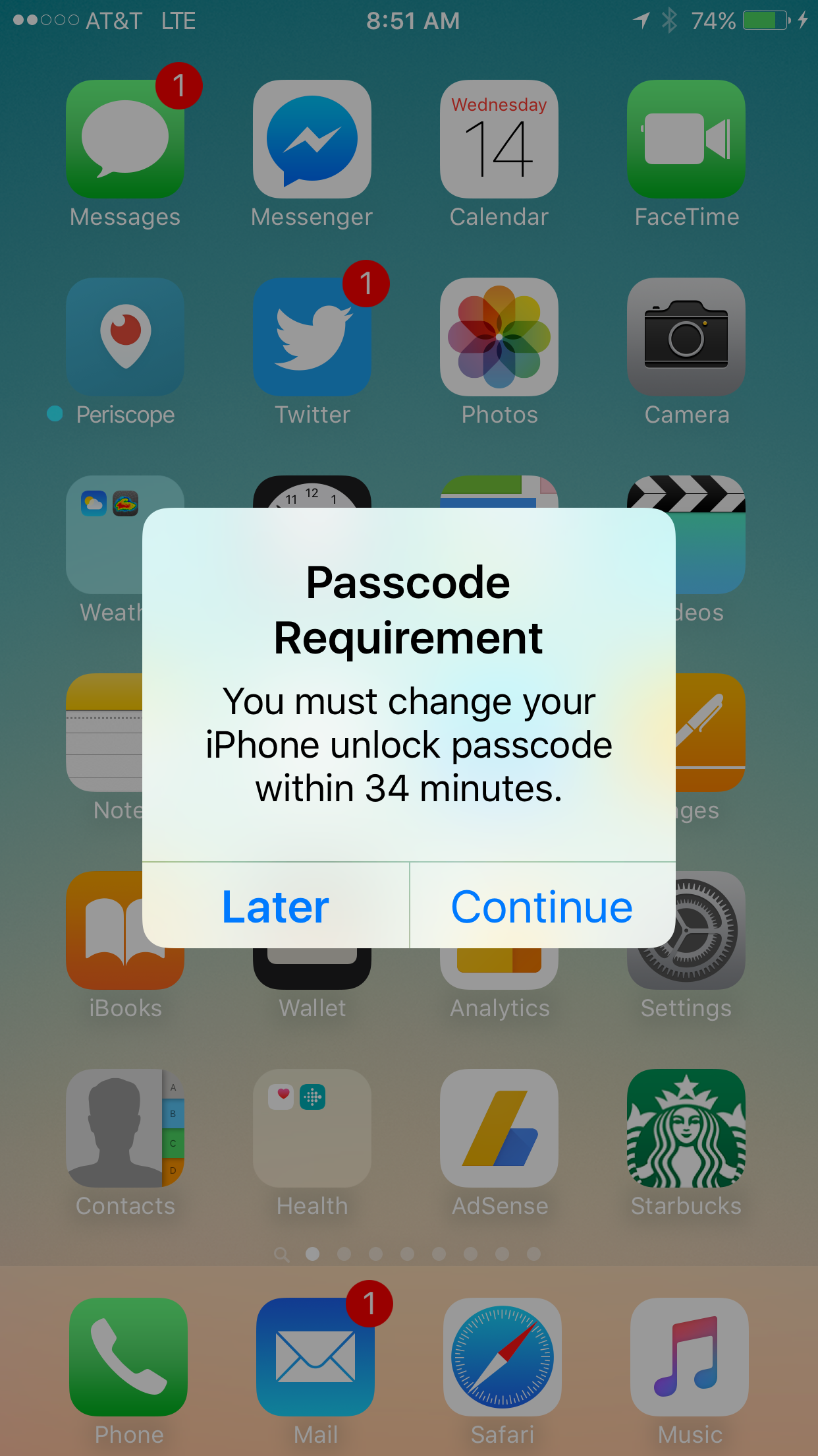 iphone passcode requirement